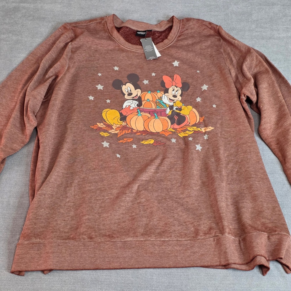 Lane Bryant Women Disney Mickey Minnie Pumpkin Fall Sweatshirt Rust 18/20 NWT